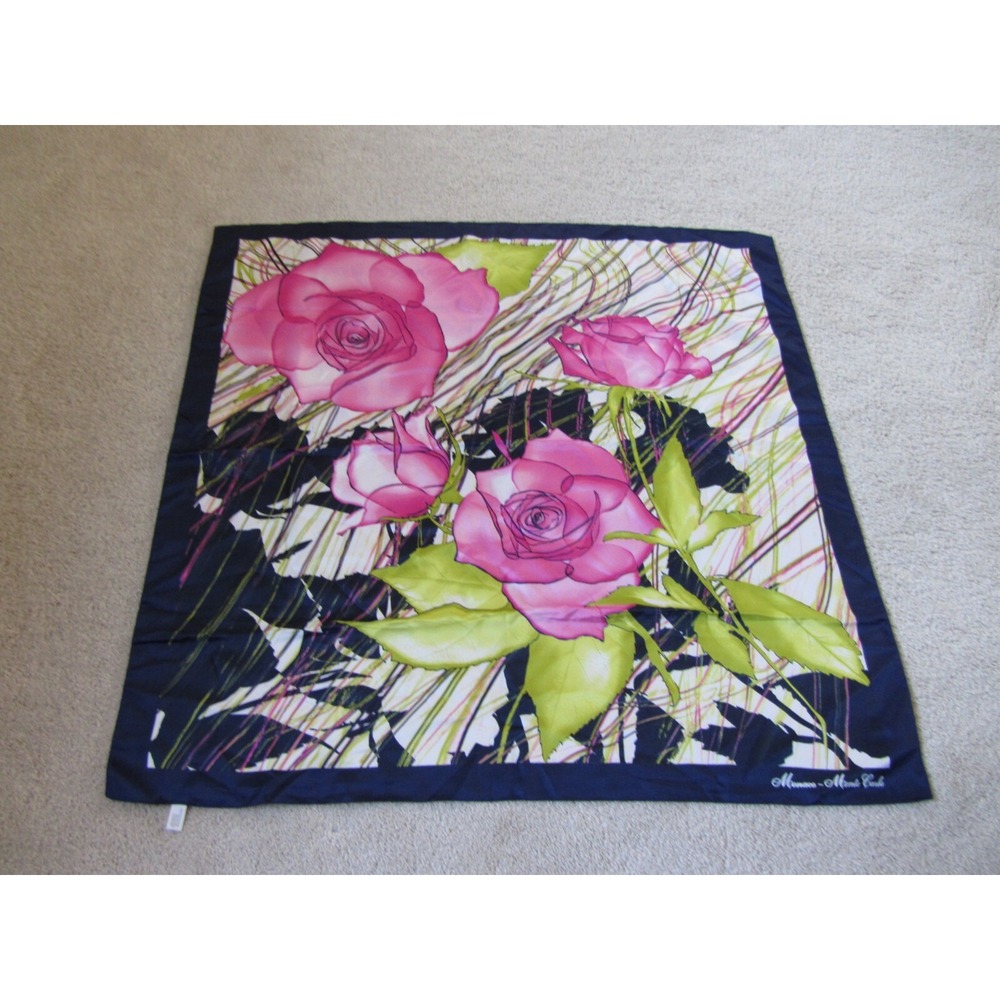 Monaco Monte Carlo Head Wrap Cloth Scarf Italy Floral Rose Pink Navy